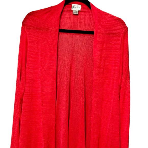 Chico’s Open Front Long Sleeve Lightweight Red/Orange Cardigan M/L - Picture 2 of 8
